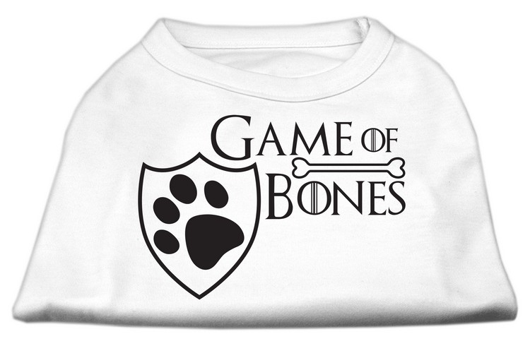 Game of Bones Screen Print Dog Shirt White Med